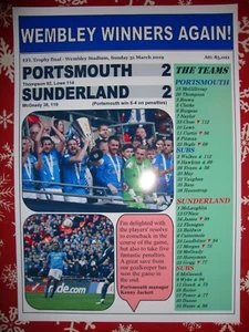 Portsmouth 2 Sunderland 2 - Final del Trofeo EFL 2019 - impresión de recuerdo - Imagen 1 de 1