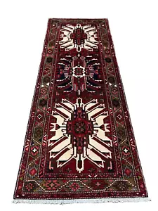 Hand Knotted Karajeh Runner Red Oriental Tribal Area Rug 3'7" x 9'8" - Picture 1 of 10