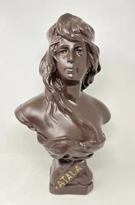 Antike viktorianische Stil 17,5" Gips Statue Skulptur Büste einer Jungfrau Atala - Bild 1 von 7