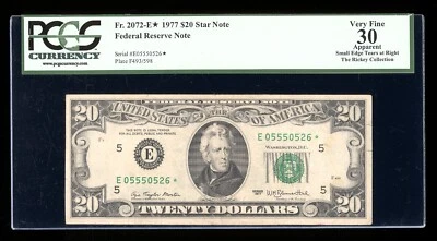 DBR 1977 $20 FRN STAR Richmond Fr. 2072-E* PCGS App 30 Serial E05550526* - Image 1 of 2
