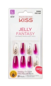 KISS JELLY FANTASY ON-TREND TRANSLUCENT AMAZING GEL LOOK 28 NAILS #KGFJ100F - Picture 1 of 5