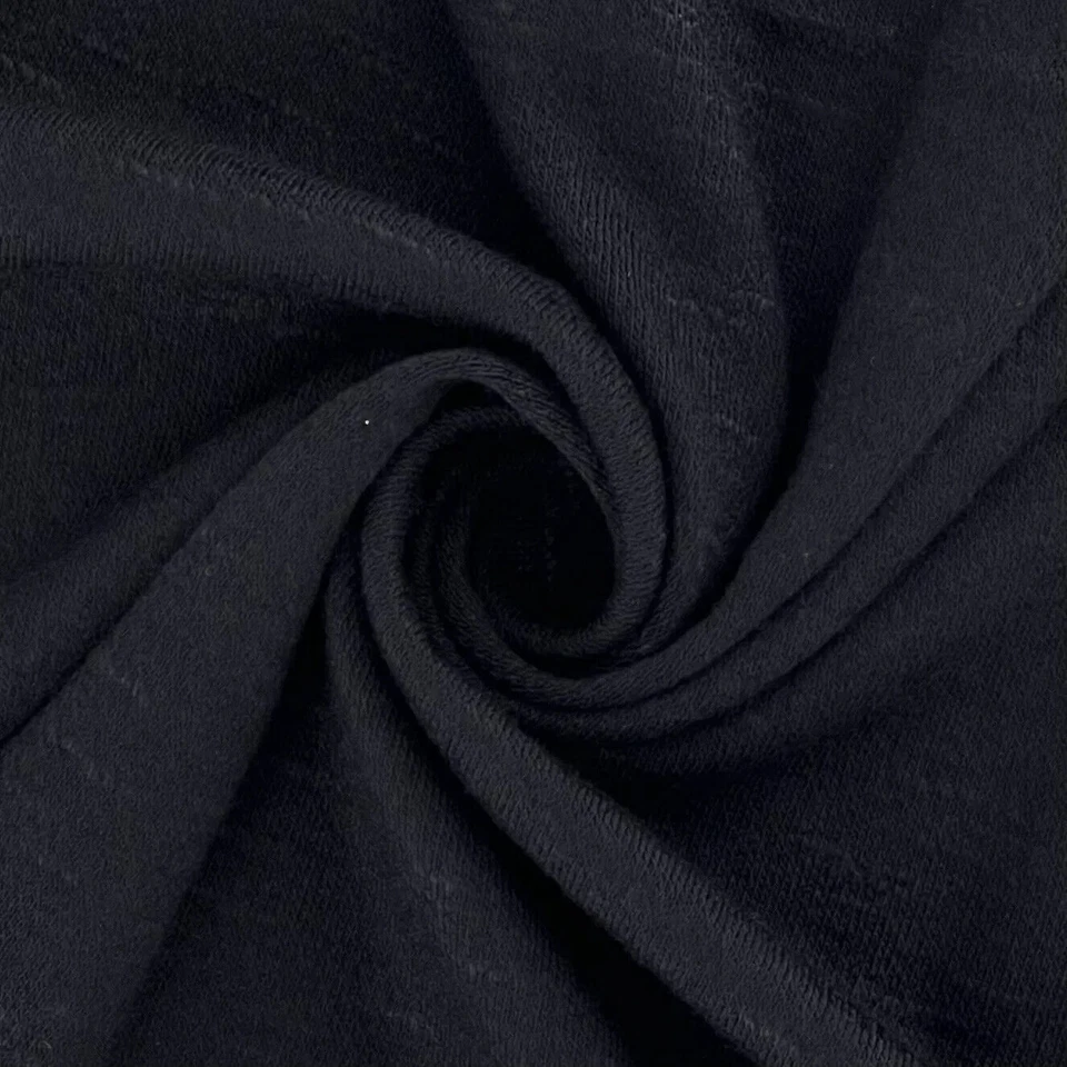 Tela de coser tejida negra 2+ yardas 60" rayón/spandex translúcida hecha en EE. UU. Foto 1 de 1