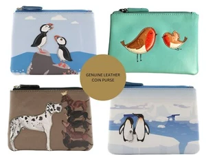 Mala Leather Pinky Coin Purse - Penguins robins great dane dogs puffins daxi - Picture 1 of 16