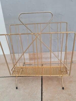 ANCIEN PORTE REVUES JOURNAUX VINTAGE METAL DORE STYLE MATEGOT - Photo 1/4