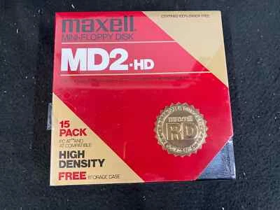 PAQUETE DE 15 DISQUETES MAXELL NUEVOS 5 1/4" MD2-HD ALTA DENSIDAD Y ESTUCHE DE ALMACENAMIENTO Foto 1 de 4