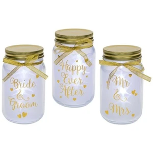 Mr And Mrs Firefly weiße Hochzeit Glas Lampen, LED Gläser, Geschenkidee - Bild 1 von 1