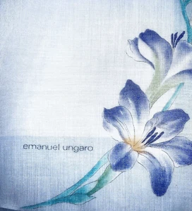 EMANUEL UNGARO VINTAGE Handkerchief, Made In Japan, Beautiful Art Floral Blue 16 - Picture 1 of 5