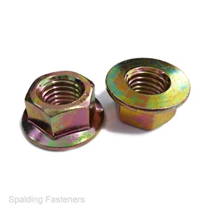 Metric 8.8 Grade H.T Yellow Zinc Plated None Serrated Flange Nuts - Picture 1 of 1