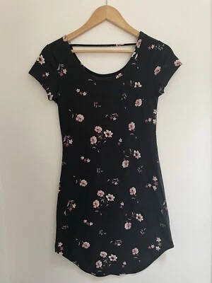 No Boundaries Women's Juniors Floral Print Polyester Short Sleeve Dress Black XS - Image 1 of 4