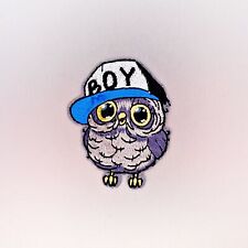 Owl with Hat Patch — Iron On Badge Embroidered Motif — Cute Bird Fun Animal
