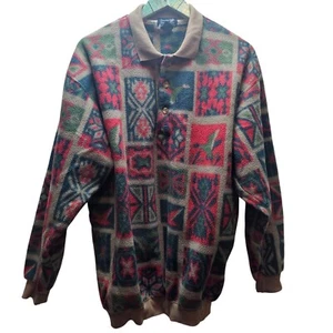 Vintage Ducks Unlimited Aztec Neutral Animal Fleece 3/4 Ducks Unlimited Pullover, Lg - Bild 1 von 8