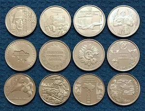 UKRAINE - SET of 12 Coins "Armed forces" - 10 HRYVEN 2018 - 2021, from ROLL, UNC - Picture 1 of 2
