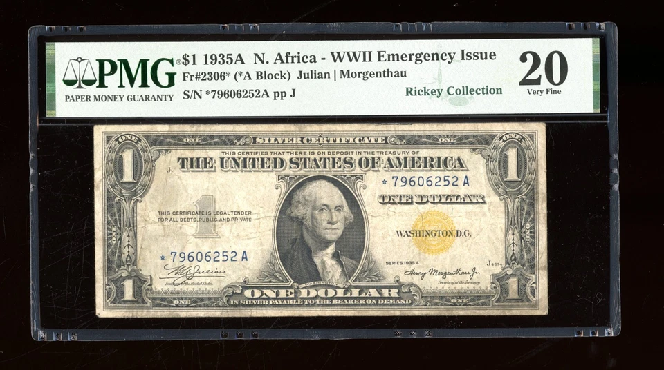 DBR 1935-A $1 North Africa Silver STAR Fr. 2306* PMG VF-20 Serial *79606252A - Image 1 of 2