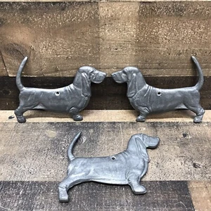 Bassett Hound Dog 5” Solid Cast Aluminum Ornaments *Lot of 3 w/Hanging Holes VTG - Picture 1 of 8