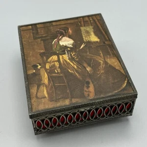Vtg Footed Ornate Articulated Sides Hinged Trinket Box The Artist Studio Fabric - Picture 1 of 9