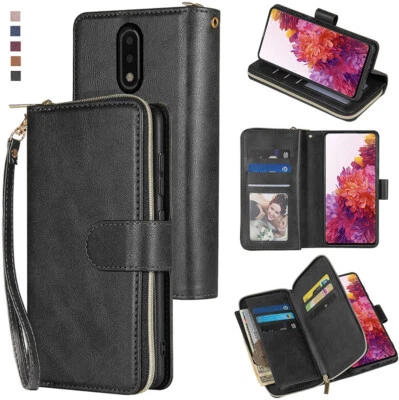 For Nokia 6.1 Plus lWallet Case 9Card Zipper Slots Kickstand Flip Leather Case - Image 1 of 4