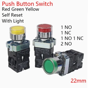XB 22mm Self Reset LED With Light Push Button Switch 1 NO 1 NC 2 NO 10A ON/OFF - Picture 1 of 9