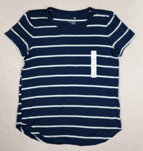 SO Favorite Crew Women's T-Shirt Top Size XS Blue Striped Short Sleeve - Picture 1 of 7