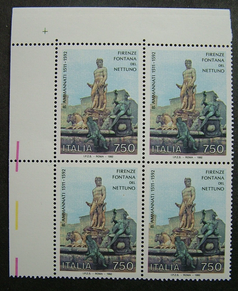 1992 Italia Firenze Fountain Of Neptune Quartina MNH - Image 1 of 1