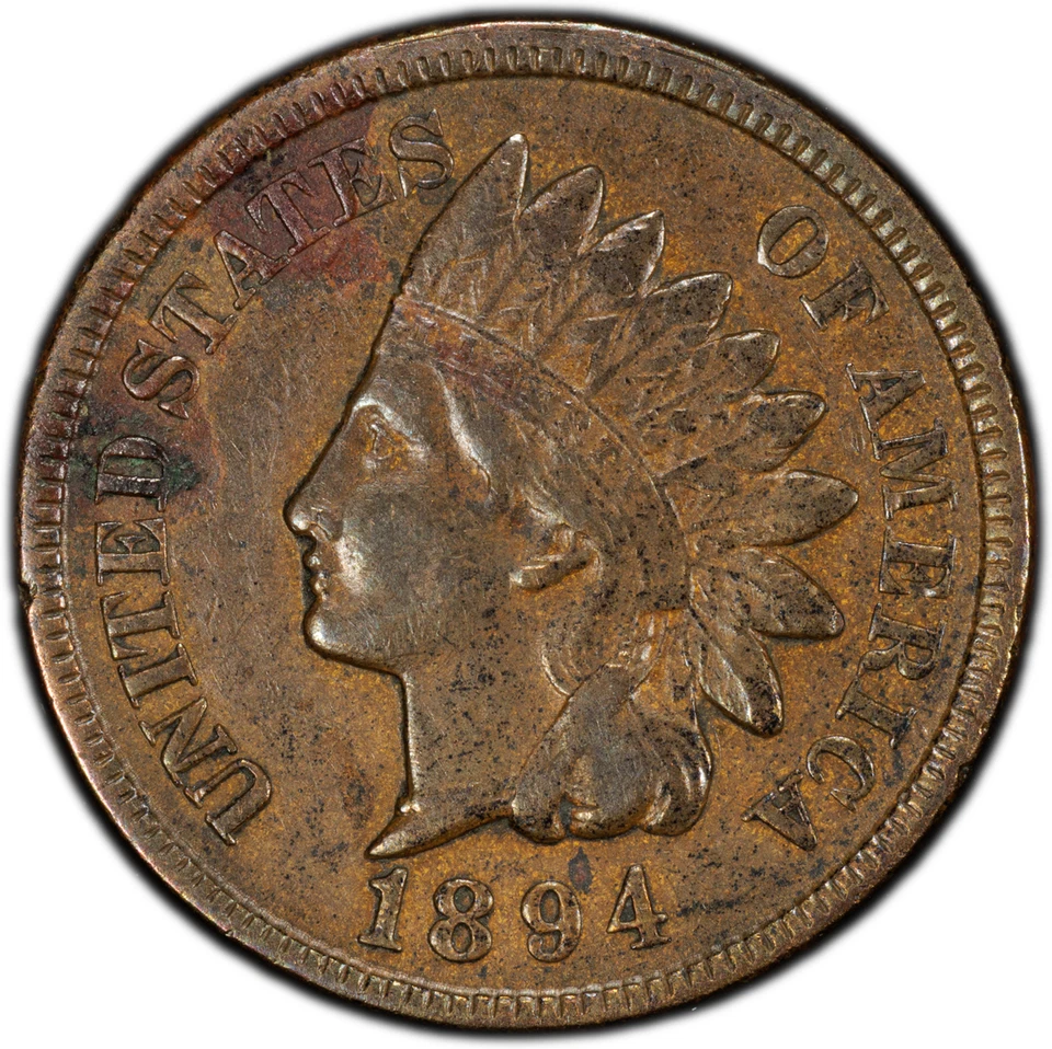1894 Indian Head Cent - PCGS Genuine - XF Details 97 - Env. Dmg - Image 1 of 2