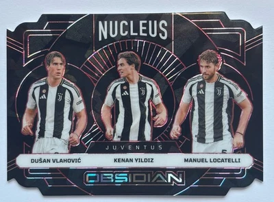 KENAN YILDIZ VLAHOVIC  LOCATELLI 2024-25 PANINI OBSIDIAN SOCCER NUCLEUS RED /28 - Image 1 of 4