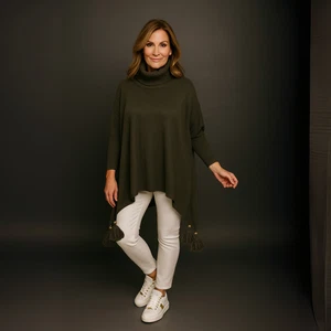 ROCKTHOSECURVES WOMENS Polo Neck Oversized Jumper with Tassle Detail - Picture 1 of 4