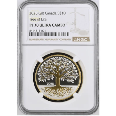 2025 Canada Tree of Life 1/2 oz Silver Gilded Coin NGC PF 70 UCAM - Image 1 of 4