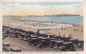 Hampton Beach NH Great Boars Head Strand Spielplatz Ocean Ave amerikanische Flagge C35 - Bild 1 von 8