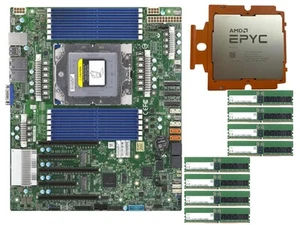 Supermicro H13SSL-NT Mainboard mit AMD EPYC 9654 CPU, 8x32GB 4800MHz DDR5 RAM - Bild 1 von 1