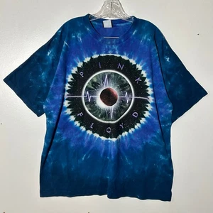 Vintage Liquid Blue Pink Floyd Blue Pulse Tir-Dye Short Sleeve Shirt Men Size XL - Picture 1 of 6