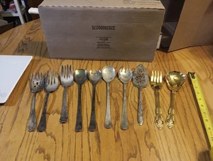 Lot Of 10 Large Silverplate/other Silverware.  Different Bands - Picture 1 of 19