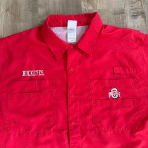 Ohio State University Pro Edge Men XL Fishing Shirt Vented Short Sleeve Red - Picture 1 of 7