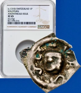1310 SOLOTHURN SWITZERLAND 1P Pfennig Medieval .27g Silver Coin NGC XF45 - Picture 1 of 5