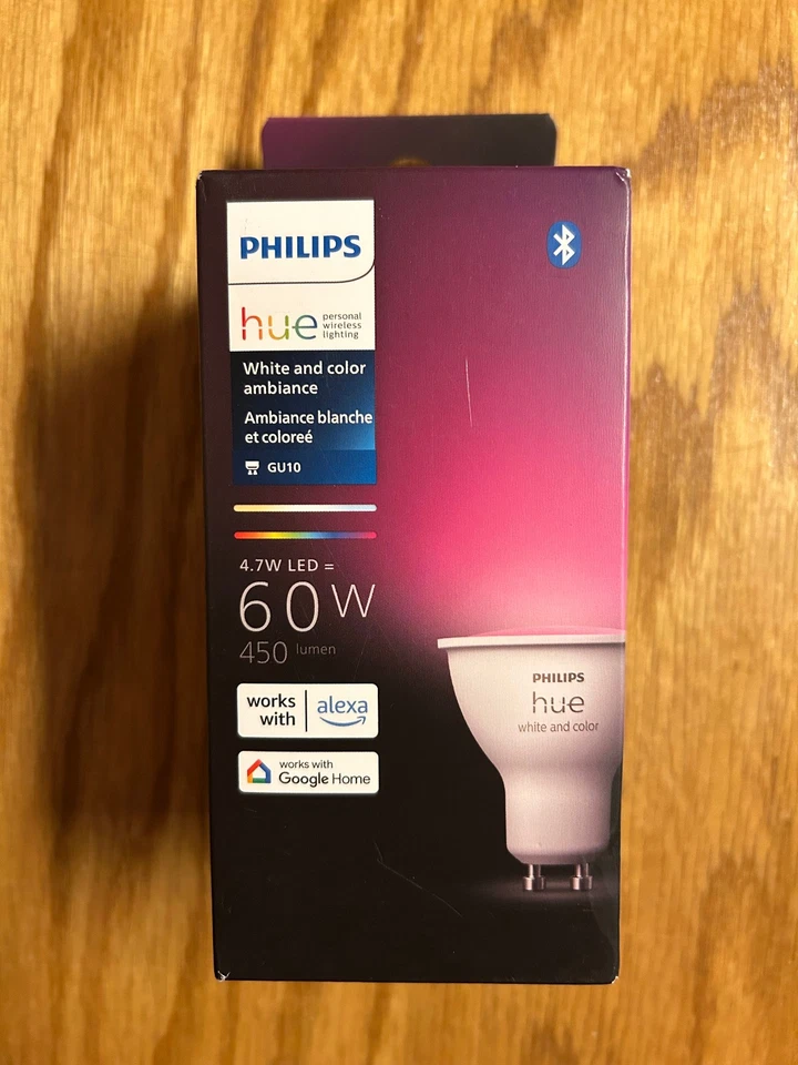 Philips Hue Smart 60 Вт GU10 светодиодная лампа белый и цвет - Изображение 1 из 1