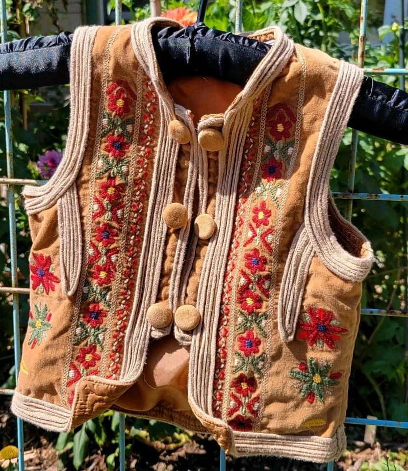 Chaleco Mary-Kate & Ashley Niñas Marrón Bordado Floral Boho Hippy XS 4/5 Y2K DE COLECCIÓN Foto 1 de 4