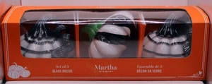 Martha Stewart Home 3er Set mundgeblasenes Glas gestreift Halloween Kürbis Deko - Bild 1 von 4