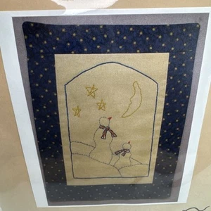 Attic Heirlooms Hand Embroidery Stictchery Snowmen Winter Night Kit Pattern 9X12 - Picture 1 of 4