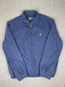 Vintage Polo Ralph Lauren Bi-Swing Navy Blue Plaid Lined Jacket Pony Men’s L - Picture 1 of 13