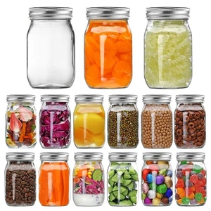 Yingerhuan 16 Unzen Normale Öffnung Einmachgläser 15er Pack Klarglas mit Silberdeckel - Bild 1 von 8