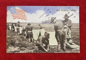 1918 **WORLD WAR I** {"OUR BOYS IN CAMP"} PATRIOTIC (MILITARY) MAINE POSTCARD! - Picture 1 of 18