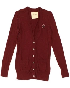 HOLLISTER Womens Cardigan Sweater UK 12 Medium Maroon Cotton CE08 - Picture 1 of 3