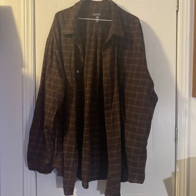 Plaid Dress Shirt Mens 4XL Van Heusen 4XL BURGUNDY - Image 1 of 3