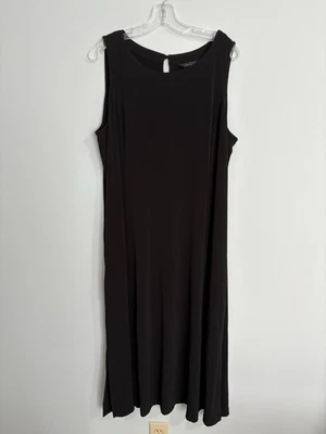 Maxi Vestido Susan Graver Tejido Líquido Negro Sin Mangas Elastizado Bolsillos XL A479224 Foto 1 de 4