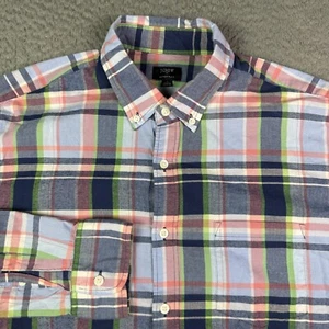 J. Crew Shirt Mens Large Summer Plaid Madras Long Sleeve Button Down Cotton - Picture 1 of 9
