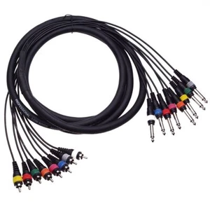 8 Way 6.35mm Mono Plug to RCA Male plug Audio Snake Lead Loom 3m - Picture 1 of 1