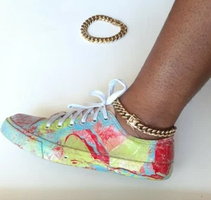 Miami Cuban Link 12mm ANKLET Heavy 14k Gold Plated Stainless Steel 12mm ANKLET - Picture 1 of 4