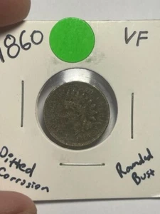 1860 Indian Head Cent - Scarce Semi-key Better Date PITTING & CORROSSION - Picture 1 of 8