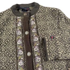 Vintage Icewear Sweater Women's XL Cardigan Floral Fair Isle Knit Pure Wool - Picture 1 of 8