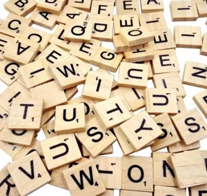 100 Wooden Alphabet Scrabble Tiles Black Letters Numbers For Crafts Wood letter - Picture 1 of 12