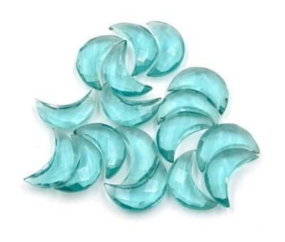 Aquamarine Gemstone 7X18 mm Crescent Moon Shape Faceted Cut Briolette Beads - Image 1 of 4